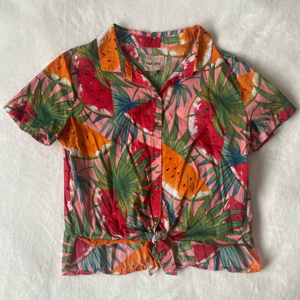 Harlow Watermelon Print Tie-Front Top
